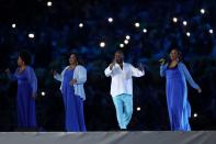 <p>Singer Marthinho Da Vila performs during the Closing Ceremony on Day 16 of the Rio 2016 Olympic Games at Maracana Stadium on August 21, 2016 in Rio de Janeiro, Brazil. (Photo by Ezra Shaw/Getty Images) </p>