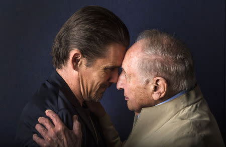 Director Ethan Hawke (L) and pianist Seymour Bernstein pose while promoting their film "Seymour: An Introduction" during the Toronto International Film Festival (TIFF) in Toronto, September 10, 2014. REUTERS/Mark Blinch