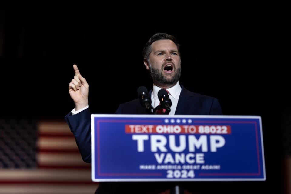 JD Vance speaks at a campaign rally in his home state after being nominated as Donald Trump’s running mate (Getty Images)