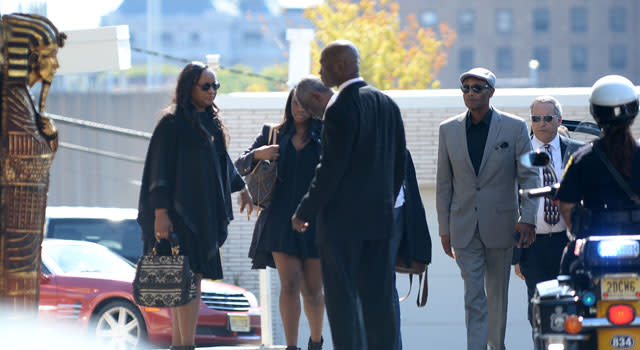 It is a somber day in Westfield, New Jersey, as the family of Bobbi Kristina Brown bury the daughter of Whitney Houston and Bobby Brown. Local law enforcement blocked off roads to accommodate those attending Bobbi Kristina's burial service at Fairview Cemetery. She will be laid to rest alongside her mother. The burial service lasted about an hour. <strong> WATCH: Nick Gordon Does Not Attend Bobbi Kristina Brown's Funeral </strong> ET Fans have also gathered at the cemetery to pay tribute to Bobbi Kristina. ET Her casket was first seen arriving to Whigham Funeral Home in New Jersey on Monday. A gold hearse was carrying the casket and was accompanied by a police escort. This was the same color as the hearse that carried Houston's body in 2012. The vehicle was followed by black limos carrying Pat Houston, Uncle Ray Watson and Bobbi Kristina's uncle, Tommy Brown. Splash News Bobbi Kristina's grandmother, Cissy Houston, was seen in the front seat of the hearse with her hands under her chin. She appeared to be praying, according to ET sources. ET ET <strong> WATCH: Bobbi Kristina's Aunt Leolah Brown Thrown Out of Funeral After Outburst </strong> Several attendees of the service were also seen outside the funeral home. Splash News On Saturday, the family held an intimate memorial service for Bobbi Kristina at St. James United Methodist Church in Alpharetta, Georgia. Many of Bobbi Kristina's relatives spoke at the service, attended by about 250 to 300 guests, including her uncle Tommy Brown and aunt Pat Houston, who sat near father Bobby Brown. Bobbi Kristina’s two best friends also took the podium together to give an emotional tribute to their friend. The program for the memorial service included a loving tribute from Bobby Brown, who stood at the end of the service with his hand resting on the closed casket, which was draped in pink, white and red flowers. A full page in the program featured a smiling picture of Bobbi Kristina, with the caption "I also will always love you. Love, Daddy," a reference to Houston's popular song. <strong> WATCH: Bobbi Kristina Brown's Intimate Memorial Service Focuses on Family, Music and Spirituality </strong> Bobbi Kristina died on July 26 at age 22 while in hospice care. Her death came months after she was found unresponsive in her Georgia home.