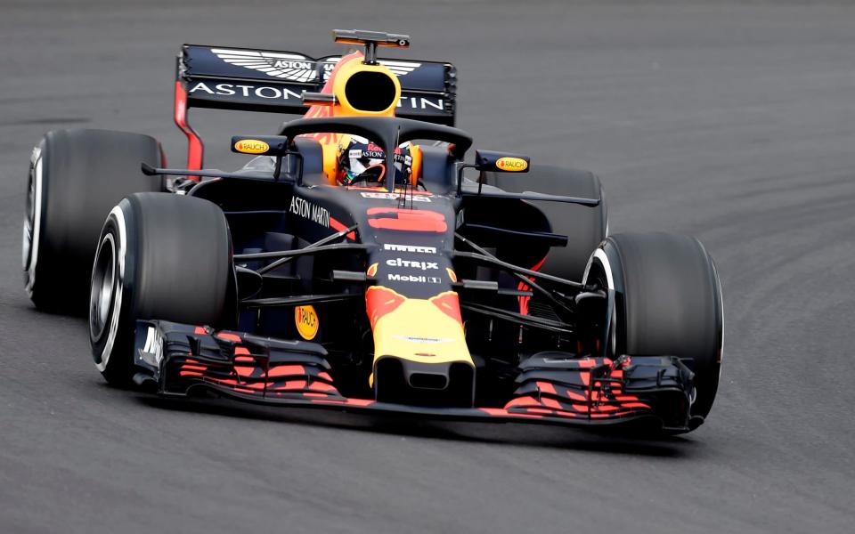 Red Bull's 2018 Formula One car, sponsored by Aston Martin, had its first run-out today - AFP