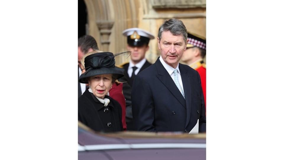 Anne, Princess Royal and Vice Admiral Sir Timothy Laurence depart the Thanksgiving Service