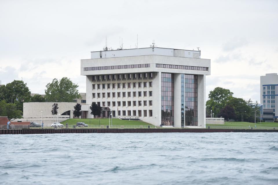 The Municipal Office Center in Port Huron is seen from the St. Clair River on Saturday, July 15, 2023.