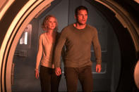 <p>Here’s an absurdly attractive couple with an absurdly awful “meet cute” story. Awakening too early on a multi-decade space flight, Jim (Chris Pratt) proceeds to rouse Aurora (Jennifer Lawrence) for companionship (and nookie) all while lying to her about why she’s not still in hypersleep. Why she doesn’t eject him out the airlock the minute she learns the truth remains a mystery to us. (Photo: Jaimie Trueblood/Columbia Pictures/courtesy Everett Collection) </p>