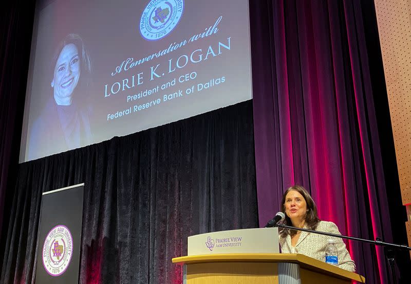 FOTO DE ARCHIVO. La presidenta del Banco de la Reserva Federal de Dallas, Lorie Logan, habla en la Universidad Prairie View A&M en Prairie View, Texas, EEUU