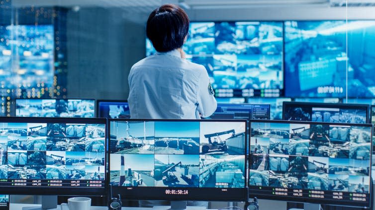 <span class="caption">Human operators can rely too much on machines.</span> <span class="attribution"><a class="link " href="https://www.shutterstock.com/image-photo/security-control-room-officer-monitors-multiple-771480619?src=-1-0" rel="nofollow noopener" target="_blank" data-ylk="slk:Gorodenkoff;elm:context_link;itc:0;sec:content-canvas">Gorodenkoff</a></span>