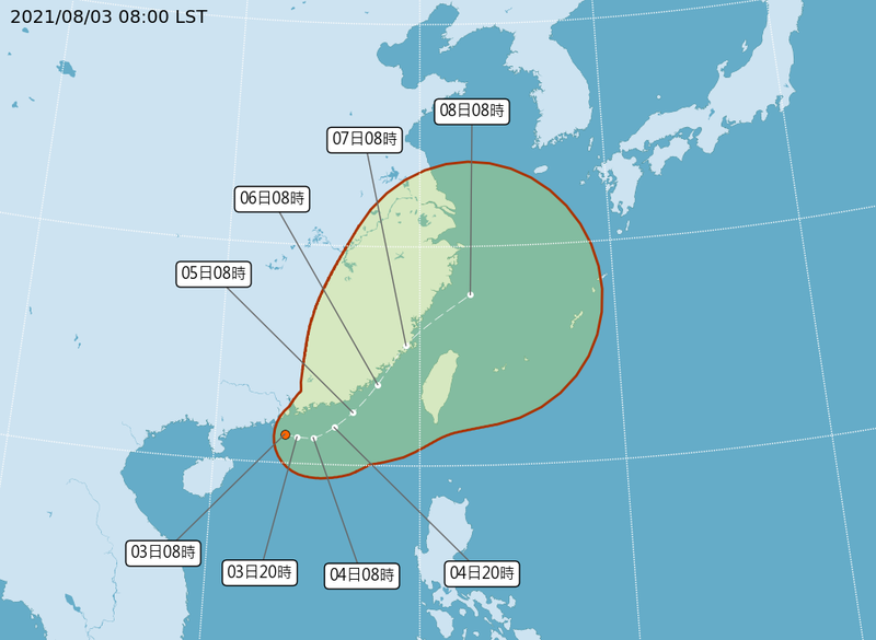 熱帶低壓TD11最快可能在今日增強為輕颱，氣象粉專「台灣颱風論壇｜天氣特急」表示，澎湖、金門會是風雨最前線。   圖：中央氣象局／提供