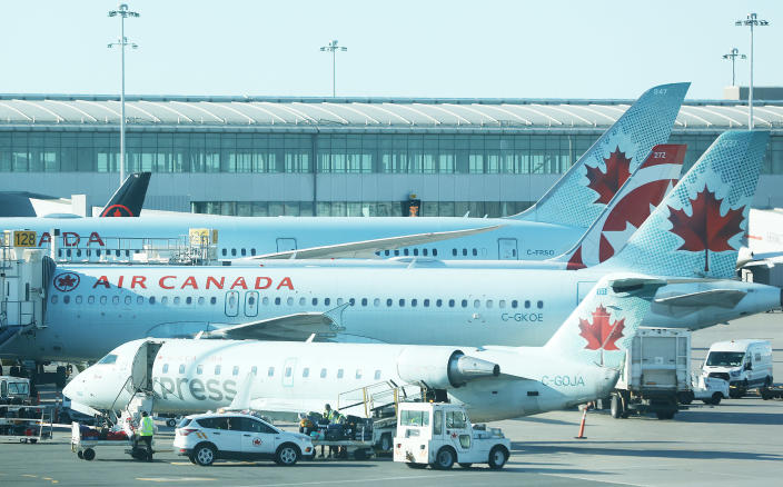 Mississauga, June 10 - An Air Canada plane is on the tarmac at Terminal Three of Pearson International Airport, which serves Toronto to Mississauga.  June 10, 2022 (Steve Russell/Toronto Star via Getty Images)