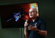 Alex Young, solar scientist at NASA's Goddard Space Flight Center speaks during a preview briefing on the NASA's Parker Solar Probe at NASA's Kennedy Space Center in Florida, U.S., July 20, 2018. REUTERS/Mike Brown