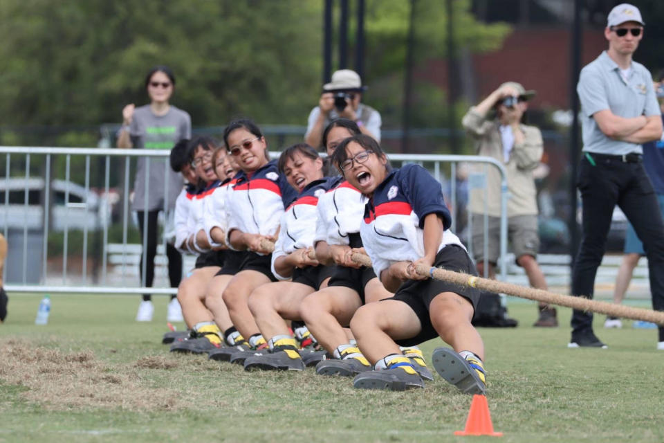 台灣女子拔河隊克服高壓奪下本屆首金。體育署提供