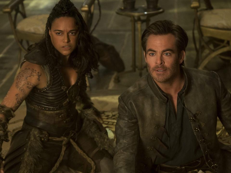 Michelle Rodriguez and Chris Pine in "Dungeons & Dragons: Honor Among Thieves."