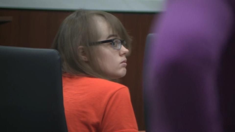 Morgan Geyser seen in the courtroom on 10 April 2024 as she appealed for an early release (WISN)
