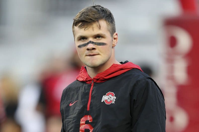 Quarterback Kyle McCord and the Ohio State Buckeyes finished No. 7 in the final College Football Playoff rankings. File Photo by Aaron Josefczyk/UPI