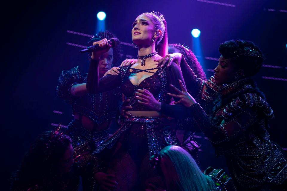 Aline Mayagoitia, center, plays Katherine Howard in the Boleyn Company of the North American tour of the smash musical "Six."