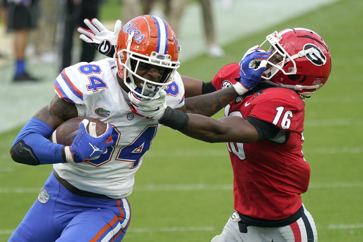 Florida tight end Kyle Pitts (84) has been one of the best non-quarterbacks in college football this season. (AP Photo/John Raoux)