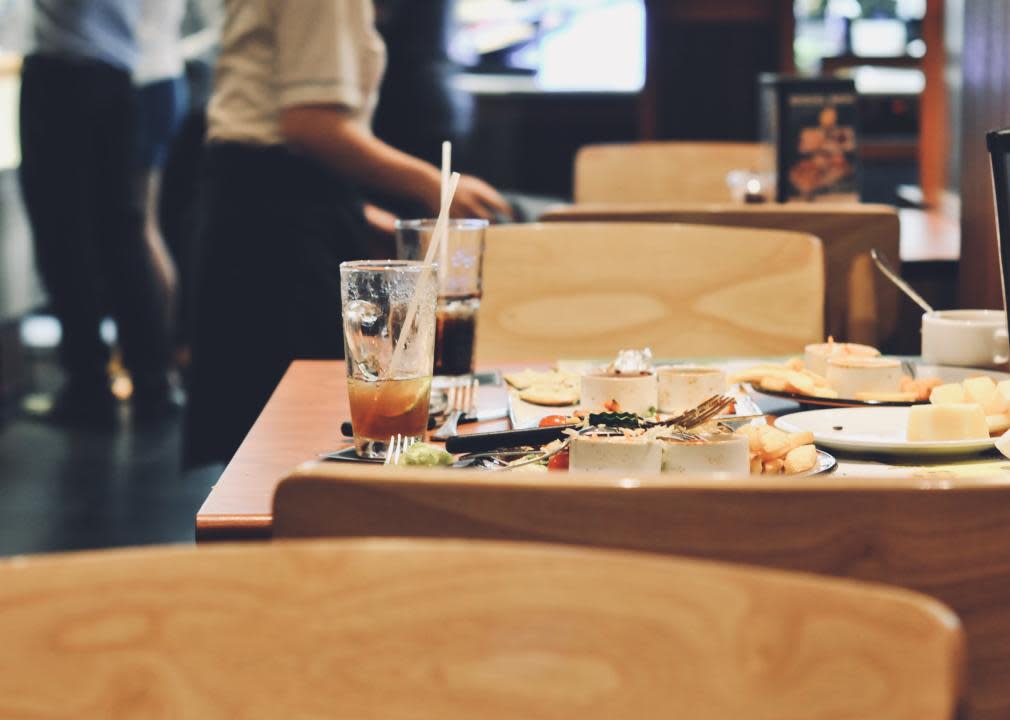 A waitress working in restaurant.