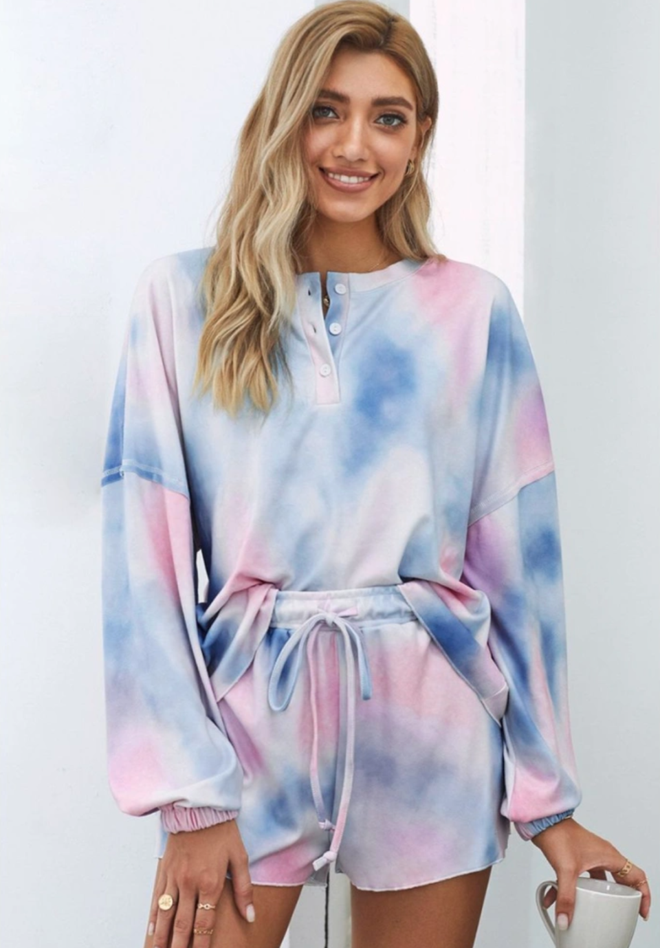 Blue and white tie dye pyjama set 