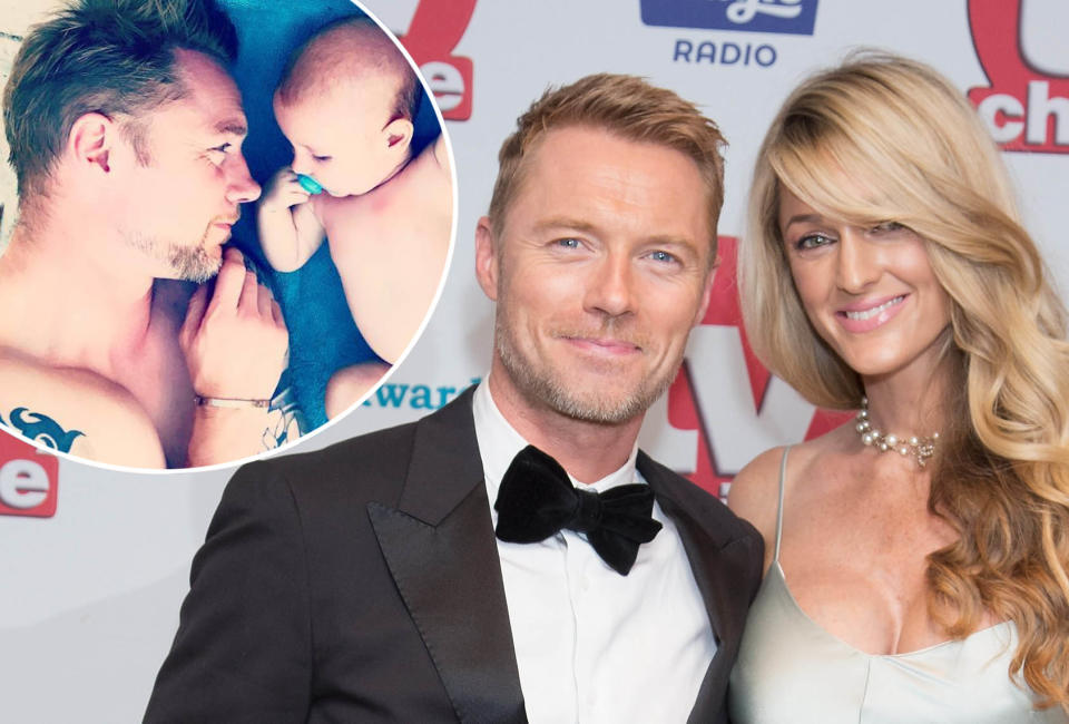 Ronan Keating, Storm Keating, at the 2017 TV Choice Awards and inset, Ronan with Cooper on Instagram (WENN)