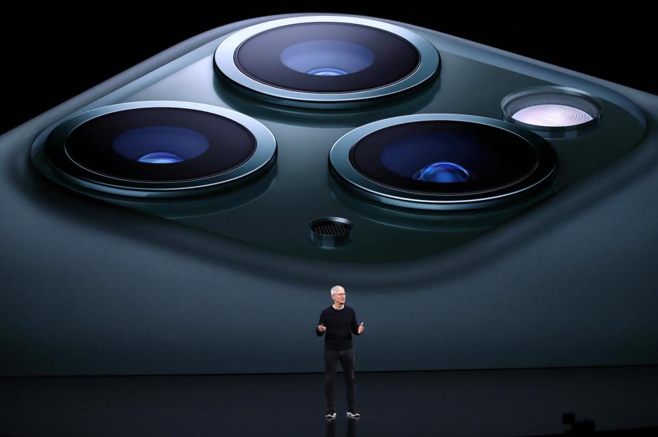 Apple's senior vice president of worldwide marketing Phil Schiller talks about the new iPhone 11 Pro during a special event on September 10, 2019 in the Steve Jobs Theater on Apple's Cupertino, California campus: Justin Sullivan/Getty Images