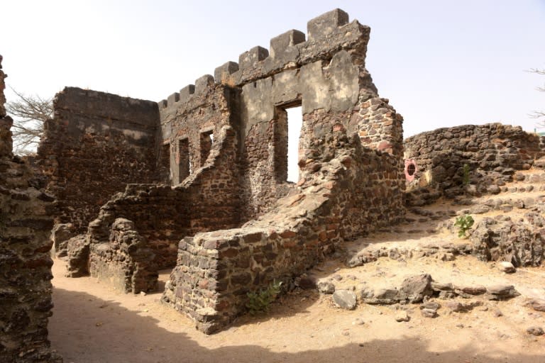 The remains of buildings on Kunta Kinteh island in the Gambia River, previously used for the slave trade