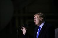 U.S. President Trump speaks to military during refueling stop in Anchorage, Alaska