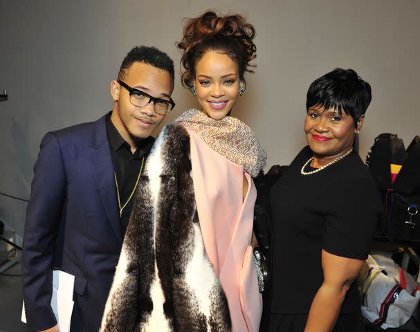 <p>WWD/Penske Media via Getty</p> Rajad Fenty, Rihanna and Monica Braithwaite