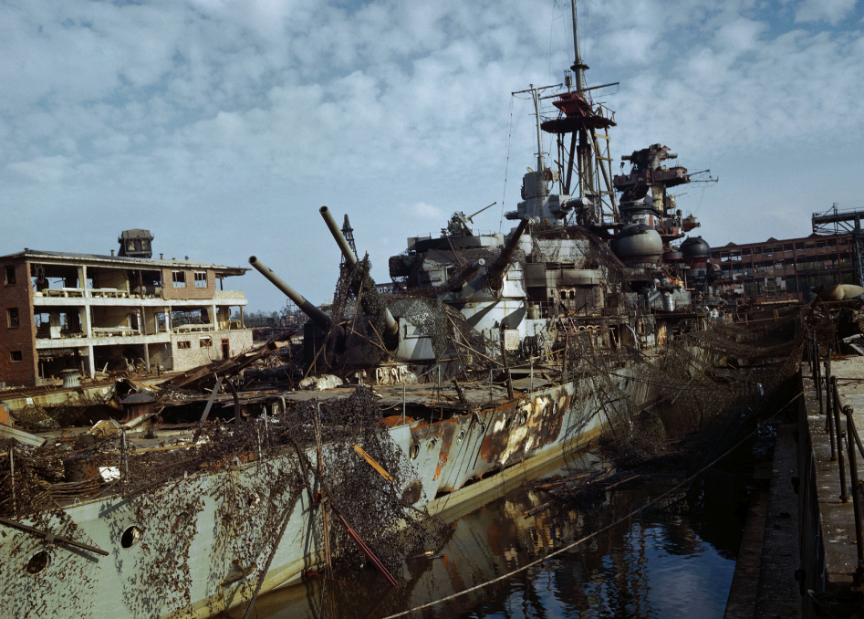 German cruiser is abandoned in dry dock