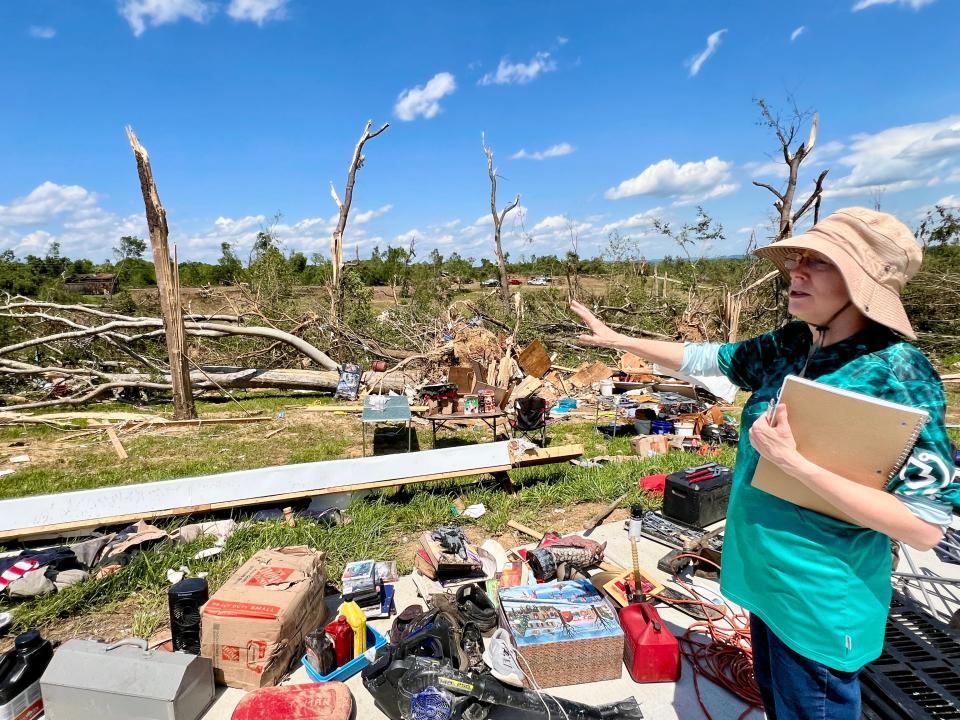In addition to the home, Wednesday's tornado also destroyed many trees and forestry, which Valerie Bernhart said encompassed seven acres on her and her husband John's property off Blackburn Lane.