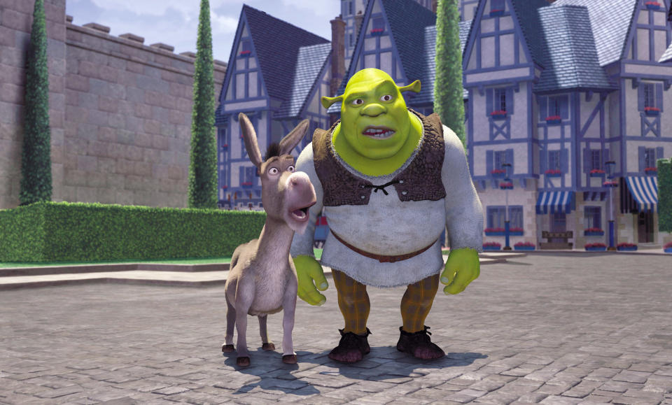 Donkey and Shrek looking confused