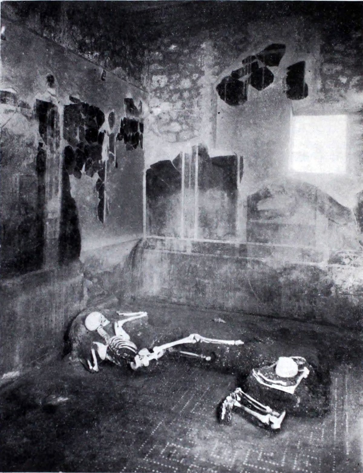 The two individuals found in the “Casa del Fabbro” or “House of the Craftsman” (room 9) in Pompeii. (Notizie degli Scavi di Antichità, 1934, p. 286, fig. 10/PA)