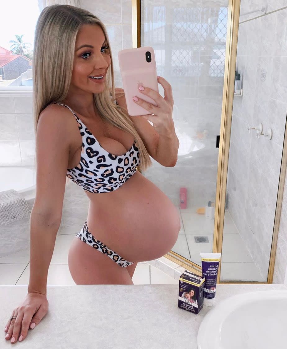 Instagram influencer Hannah Polites is showing off her pregnancy body