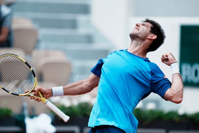 Federico Delbonis celebrates his victory over Fabio Fognini