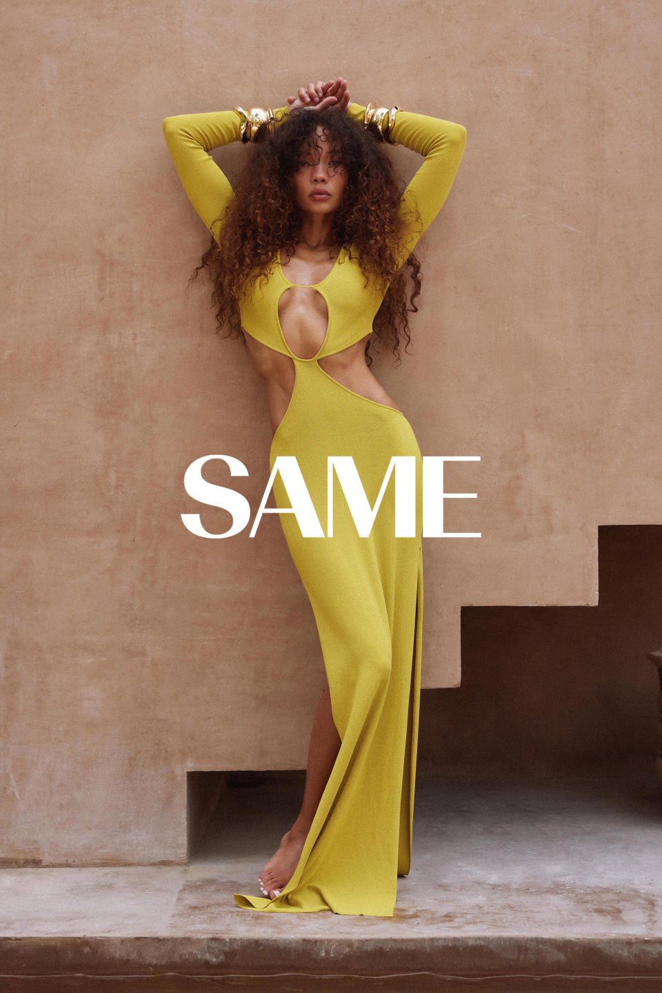 Same yellow dress with cutouts