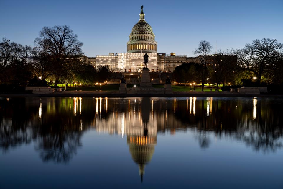 The Capitol is seen as Congress resumes following a long break for the midterm elections early Nov. 14 in Washington. Lawmakers are returning to an extremely volatile post-election landscape, with control of the House still undecided, party leadership in flux and a potentially consequential lame-duck session.