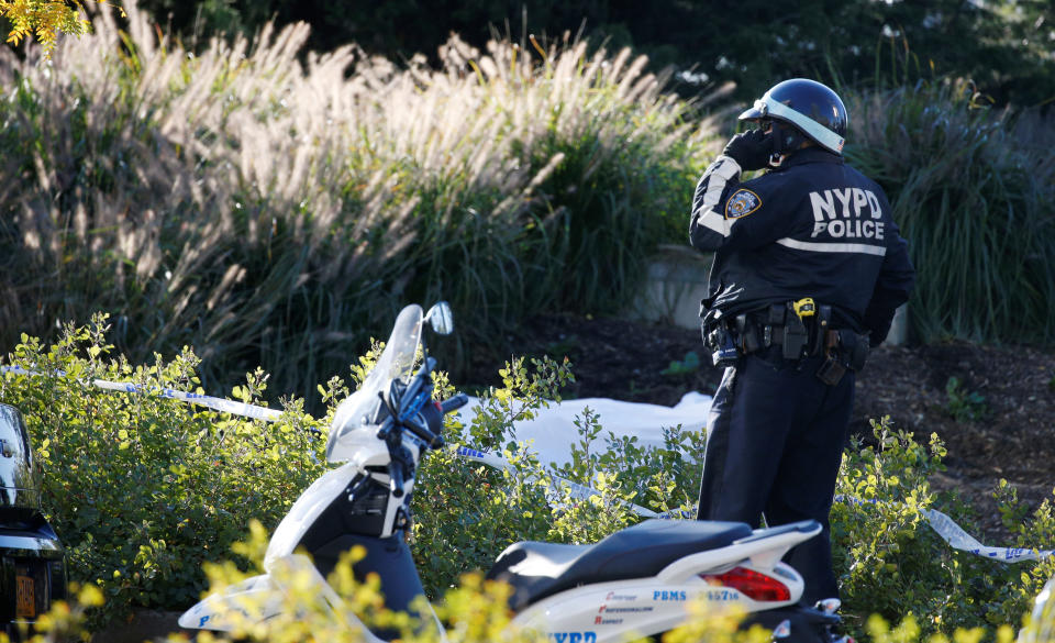 A police officer&nbsp;at&nbsp;the scene.