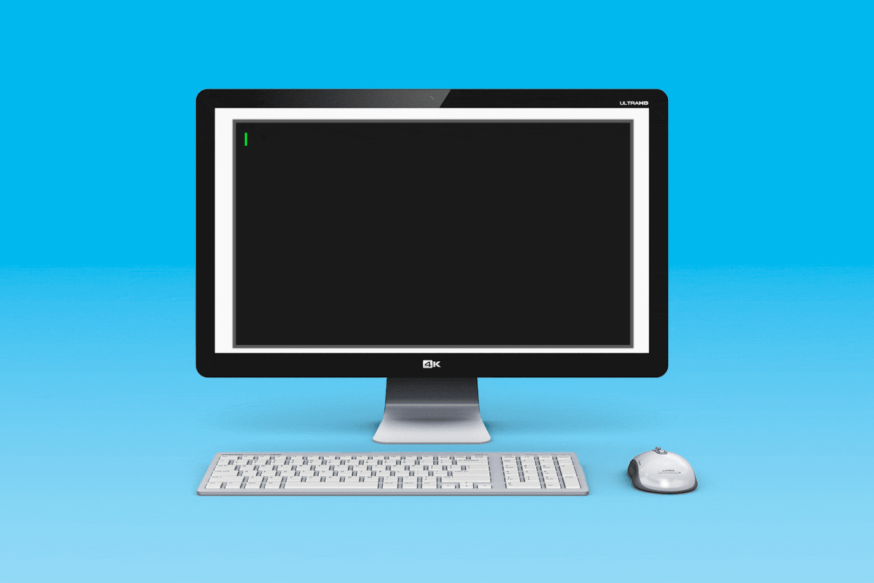 A computer monitor, keyboard, and mouse. On the monitor appears a memorandum: "To All Employees," from "A.I."