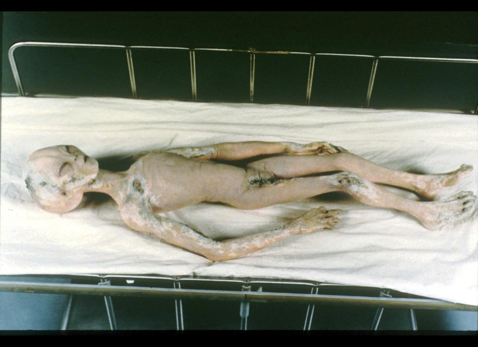 Alien created for the Showtime movie "Roswell, " and is purported to be a likeness of the alien allegedly found in a crashed 'spaceship' in Roswell, New Mexico in the 1950's. (Photo credit: PA)