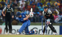 KANDY, SRI LANKA - SEPTEMBER 29: Craig Kieswetter of England is bowled by Daniel Vettori of New Zealand during the ICC World Twenty20 2012 Super Eights Group 1 match between England and New Zealand at Pallekele Cricket Stadium on September 29, 2012 in Kandy, Sri Lanka. (Photo by Gareth Copley/Getty Images,)