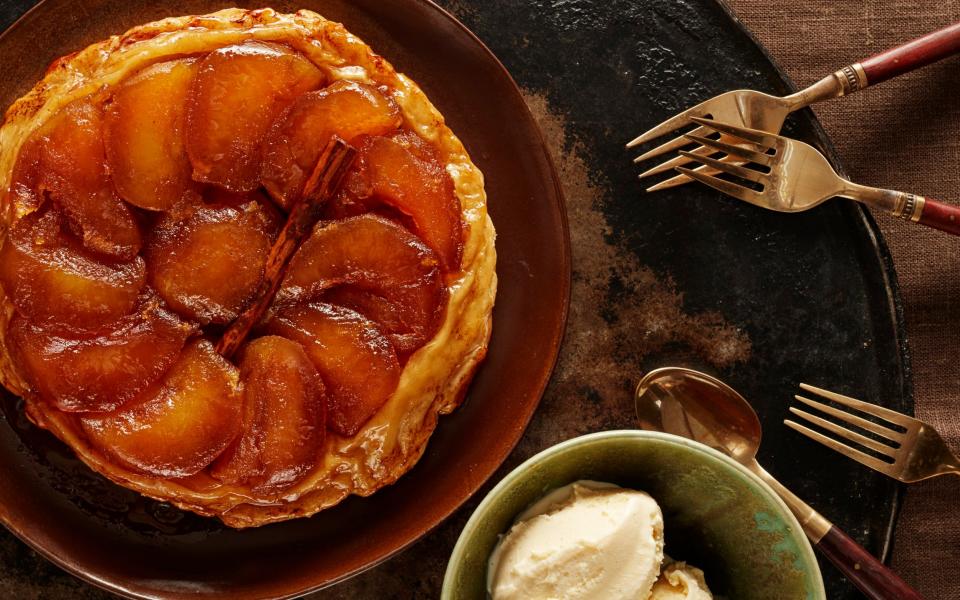  Stephen’s luxurious tarte Tatin, served with home-made vanilla ice cream, is the perfect dessert for cold autumn nights - ANDREW TWORT 