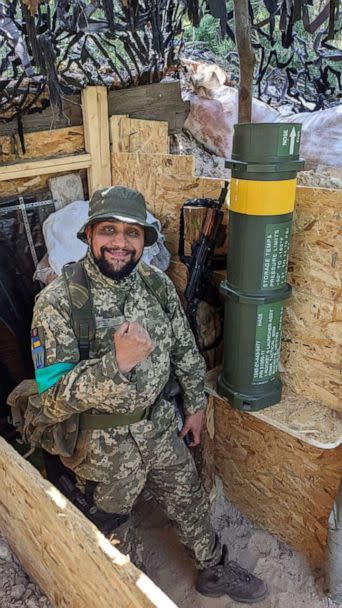 PHOTO: Jalal Noory, an Afghan refugee in Ukraine who serves in the Ukrainian armed forces, seen here in Kyiv region in July 2022. (Jalal Noory)