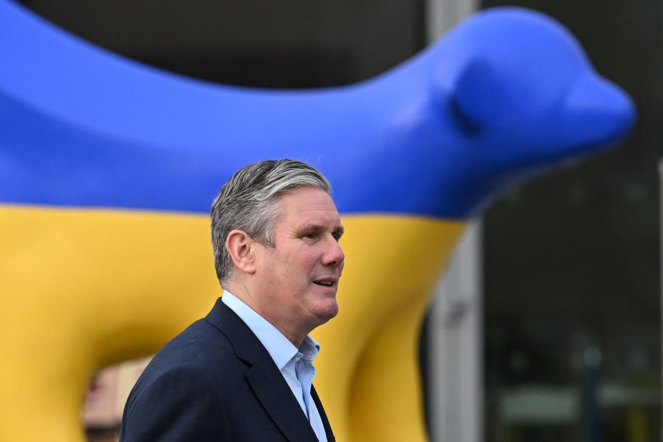 Britain's main opposition Labour Party leader Keir Starmer arrives for an interview with the BBC on the first day of the annual Labour Party conference in Liverpool, north west England on October 8, 2023. (Photo by Paul ELLIS / AFP) (Photo by PAUL ELLIS/AFP via Getty Images)