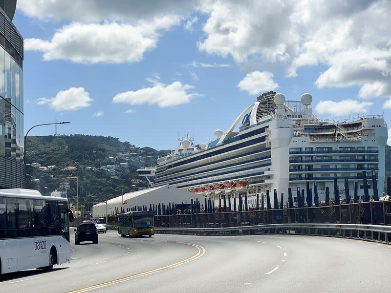 The Grand Princess cruise ship is docked at Wellington Harbour