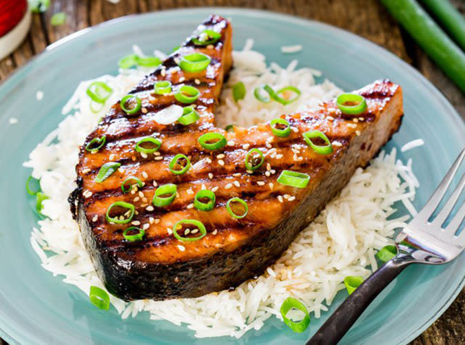 Maple Soy Grilled Salmon Steaks