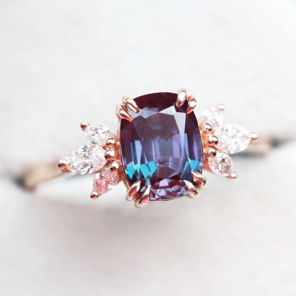 Engagement Ring Trends 2021: Capucinne Alexandrite and diamond engagement ring