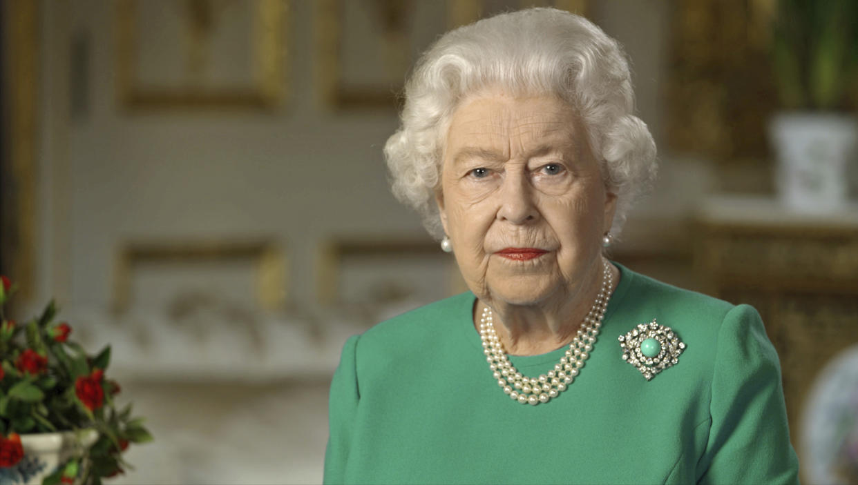 Queen Elizabeth II addressed the nation on Sunday 5 April. (Buckingham Palace via AP)