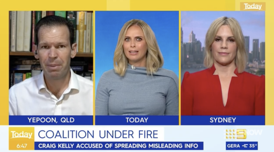 Mr Canavan and Ms Jeffreys during the heated Today Show interview. Source: Nine News