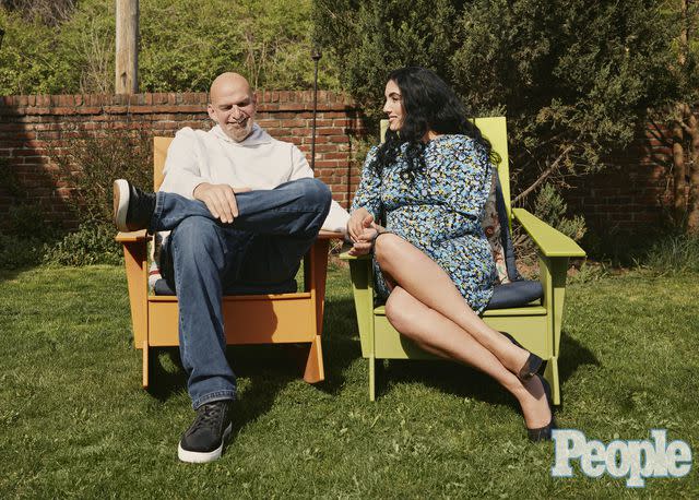 Celeste Sloman John Fetterman and Gisele Barreto Fetterman at home in Braddock, Pennsylvania