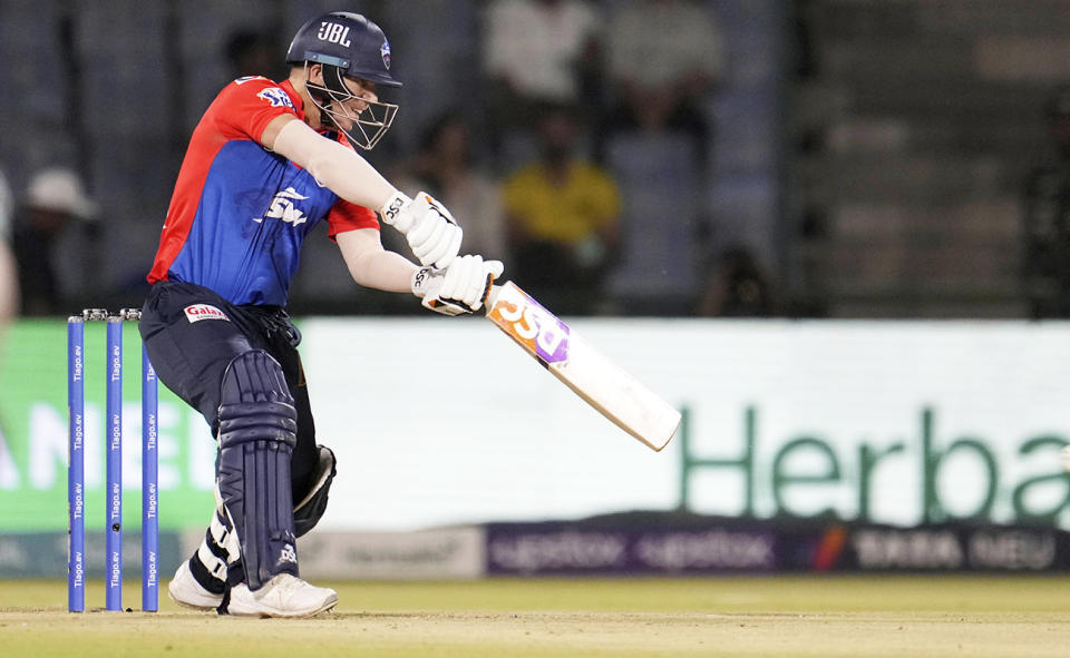 David Warner, pictured here in action for Delhi Capitals against Gujarat Titans in the IPL.