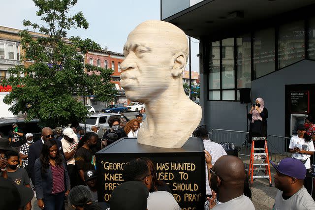 John Lamparski/Getty George Floyd statue situated outside Newark, New Jersey's City Hall