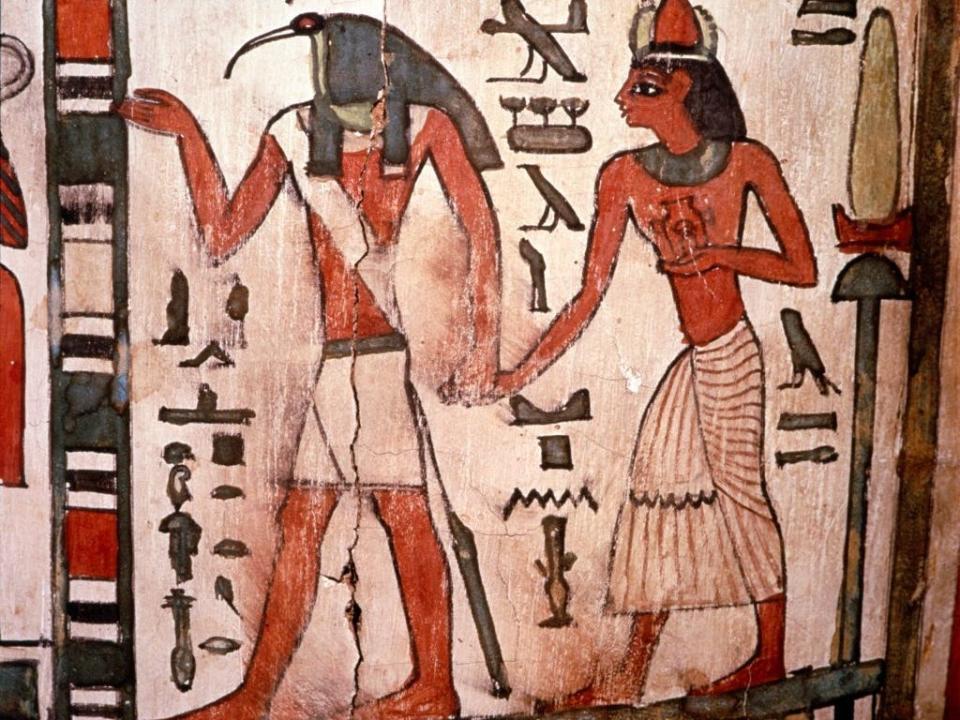 Thoth depicted in a coffin in Egypt